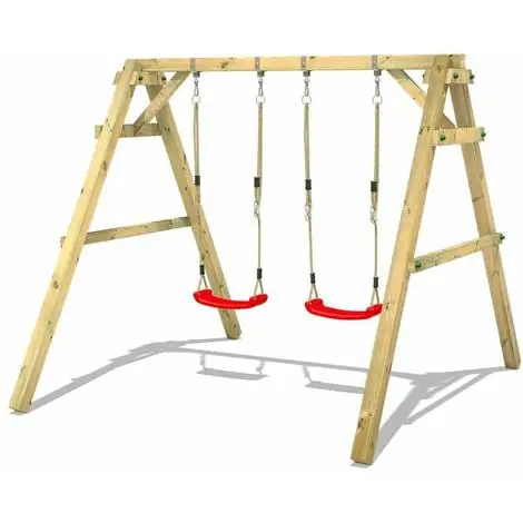WICKEY Portique Balançoire Aire De Jeux Sky Dancer Prime Avec Extension D'escalade Portique Bois Pour Enfants