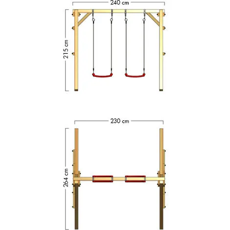 WICKEY Portique Balançoire Aire De Jeux Sky Dancer Prime Avec Extension D'escalade Portique Bois Pour Enfants – Image 4