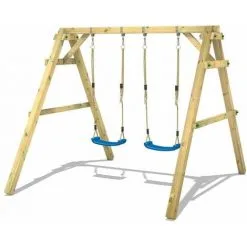 WICKEY Portique Balançoire Aire De Jeux Sky Dancer Prime Avec Extension D'escalade Portique Bois Pour Enfants