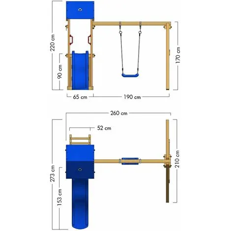 WICKEY Aire De Jeux Portique Bois TinyWave Avec Balançoire Et Toboggan Rouge Maison Enfant Exterieur Avec Bac à Sable, échelle D'escalade & Accessoires De Jeux – Image 5
