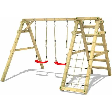 WICKEY Portique Balançoire Aire De Jeux Sky Skipper Prime Avec Portique Bois Pour Enfants