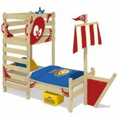 WICKEY Lit Enfant, Lit Maison Crazy Bounty Bâche Rouge Lit En Bois 90 X 200 Cm