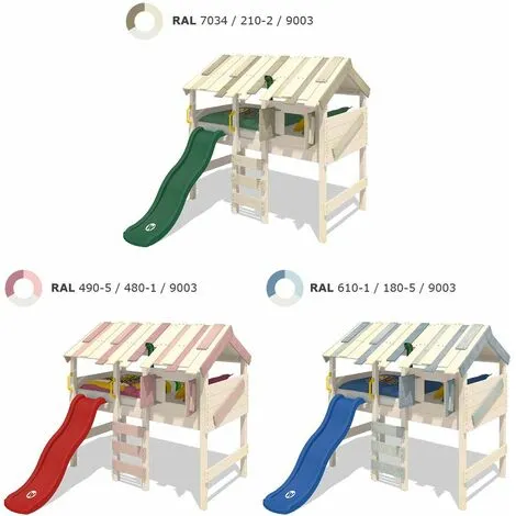 WICKEY Lit Enfant, Lit Mezzanine CrAzY Lagoon Avec Toboggan Lit Maison 90 X 200 Cm – Image 3