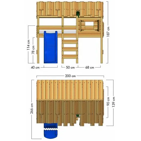 WICKEY Lit Enfant, Lit Mezzanine CrAzY Lagoon Avec Toboggan Lit Maison 90 X 200 Cm – Image 4