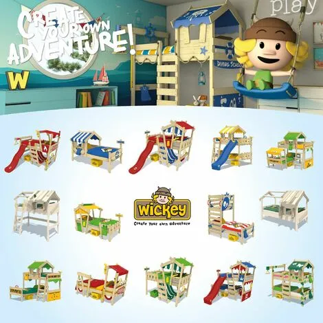 WICKEY Lit Enfant, Lit Mezzanine CrAzY Lagoon Avec Toboggan Lit Maison 90 X 200 Cm – Image 5