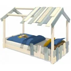 WICKEY Lit Enfant, Lit Maison CrAzY Beach Bâche Lit En Bois 90 X 200 Cm