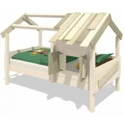 WICKEY Lit Enfant, Lit Maison CrAzY Sunrise Bâche Lit En Bois 90 X 200 Cm