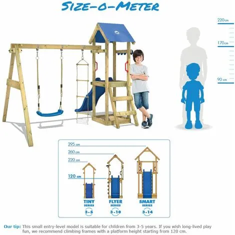 WICKEY Aire De Jeux Portique Bois TinyLoft Avec Balançoire Et Toboggan Vert Maison Enfant Exterieur Avec Bac à Sable, échelle D'escalade & Accessoires De Jeux – Image 4