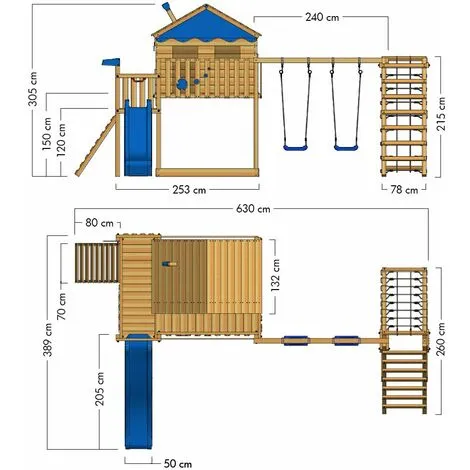 WICKEY Aire De Jeux Portique Bois Smart Ocean Avec Balançoire Et Toboggan Vert Maison Enfant Sur Pilotis Avec Bac à Sable, échelle D'escalade & Accessoires De Jeux – Image 4