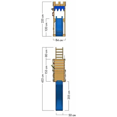 WICKEY Aire De Jeux Portique Bois CannonFlyer Avec Toboggan Bleu Maison Enfant Exterieur Avec Bac à Sable, échelle D'escalade & Accessoires De Jeux – Image 4