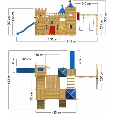 WICKEY Aire De Jeux Portique Bois The Golden Goat Avec Balançoire Et Toboggan Bleu Maison Enfant Exterieur Avec Bac à Sable, échelle D'escalade & Accessoires De Jeux – Image 4