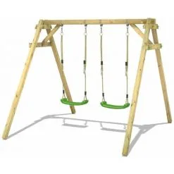 WICKEY Portique Balançoire Aire De Jeux Smart Move Avec Extension D'escalade Portique Bois Pour Enfants