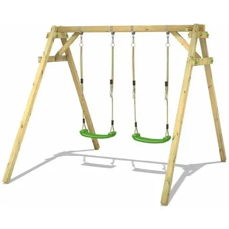 WICKEY Portique Balançoire Aire De Jeux Smart Move Avec Extension D'escalade Portique Bois Pour Enfants