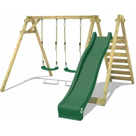 WICKEY Portique Balançoire Aire De Jeux Smart Swift Avec Toboggan Vert
