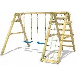 WICKEY Portique Balançoire Aire De Jeux Sky Skipper Prime Avec Portique Bois Pour Enfants