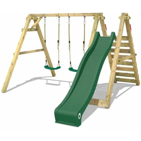 WICKEY Portique Balançoire Aire De Jeux Sky Streamer Prime Avec Toboggan Vert