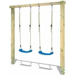 WICKEY Portique Balançoire Aire De Jeux Aero Star Avec Extension D'escalade Portique Bois Pour Enfants