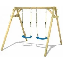 WICKEY Portique Balançoire Aire De Jeux Smart Move Avec Extension D'escalade Portique Bois Pour Enfants