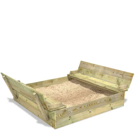 WICKEY Bac à Sable Flippey 130x165x30 Cm Avec Couvercle àcharnière