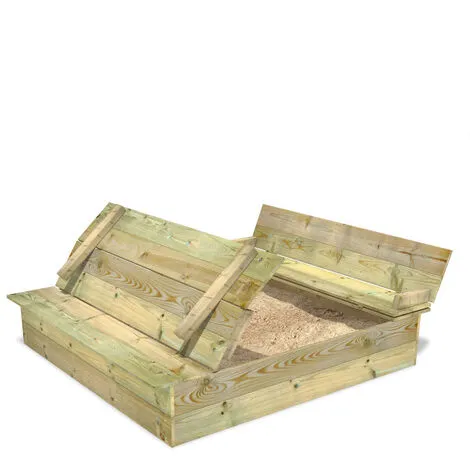 WICKEY Bac à Sable Flippey 130x165x30 Cm Avec Couvercle àcharnière – Image 2