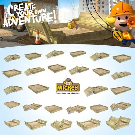 WICKEY Bac à Sable Flippey 130x165x30 Cm Avec Couvercle àcharnière – Image 4